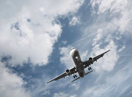 passenger airplane taking off の写真素材