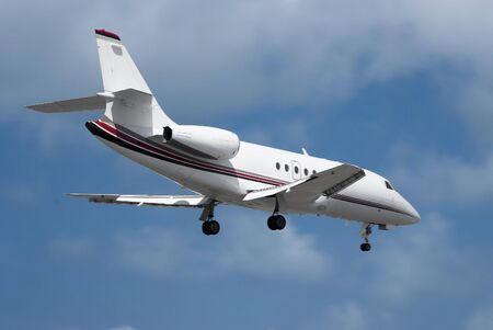 Large double engine business jet landingの写真素材