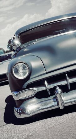 Front Part of a Classic American Carの写真素材