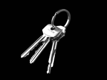 Keys isolated on black backgroundの写真素材