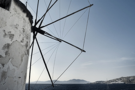 Greece Mykonos Windmill with blue sky in Mykonos Island Greece Cyclades