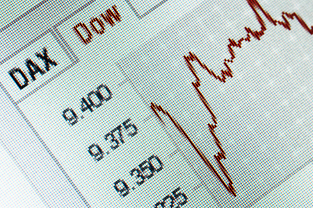 close up of a negative financial stock exchange chartの写真素材