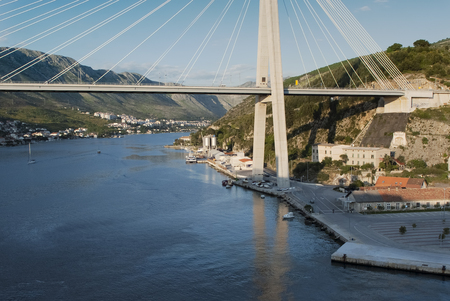 The Franjo Tudman Suspension Bridge In The Old Town Of Dubrovnik, Croatiaの写真素材