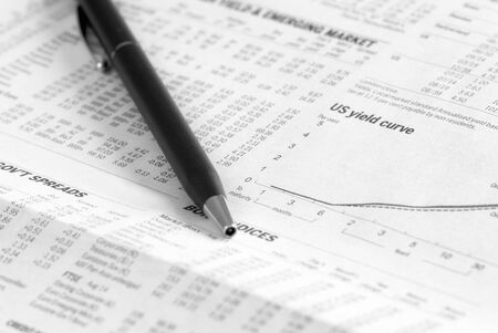 Stock Markets Newspaper Analysis of the Financial Markets.の写真素材