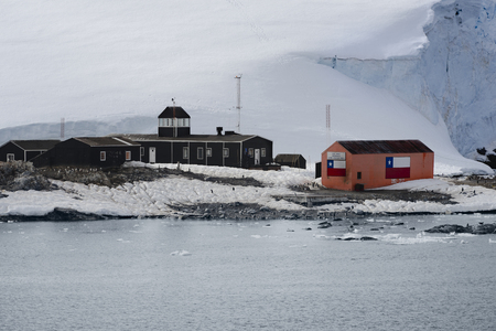 Chilean Antarctic Research base Gonzalez Videla. Situated on the Antarctic Peninsula at Paradise Bay. January 2, 2013 - Antarcticaのeditorial素材