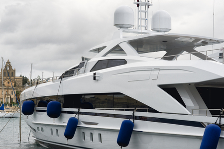 Super yacht moored at Manoel Island, Maltaの写真素材