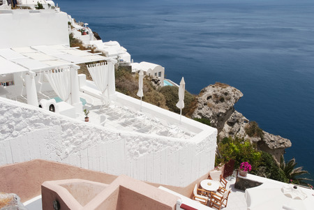 White architecture of Oia village on Santorini island, Greeceの写真素材