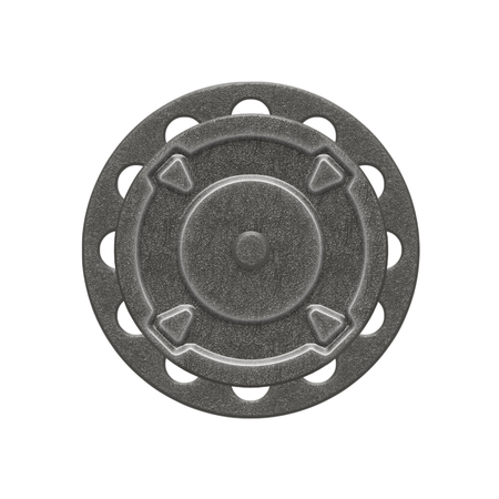 Circular metalic industrial parts. Two wheels attached together with a bolt.の写真素材