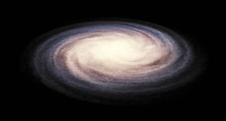 Spiral Galaxy isolated over black background. Outer Space, Cosmic Art and Science Fiction Concept.の写真素材