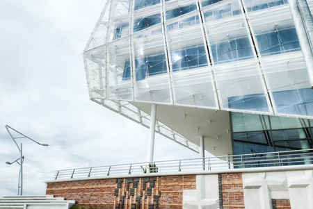 Fragment of a modern building. Contemporary architecture in Hamburg, Germanyのeditorial素材