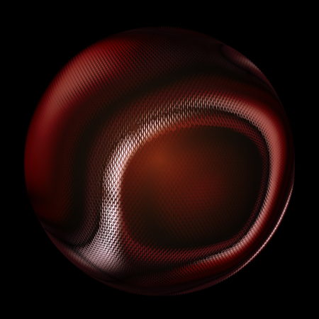 Glowing red ball on black background, 3D Sphere Business Logoの写真素材