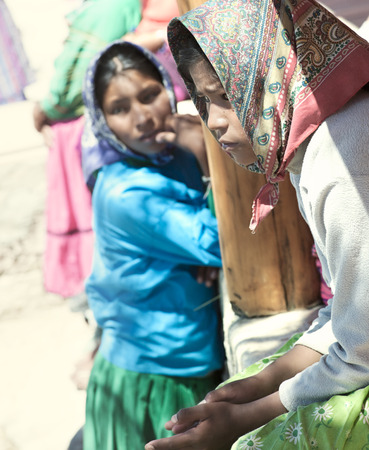 Tarahumara native girls. April 28, 2011 - Creel, Chihuahua, Mexicoのeditorial素材