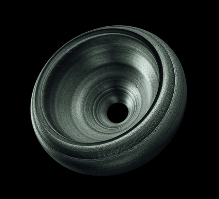 Industrial Steel Wheel Isolated On Black Backgroundの写真素材