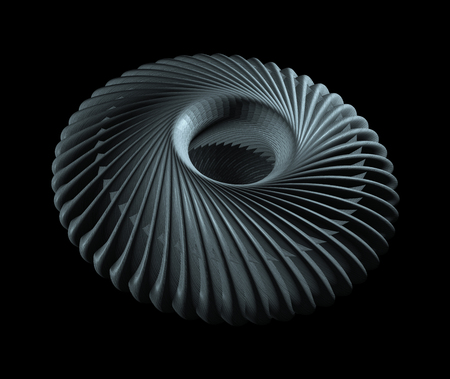 Turbine Blades Isolated On Black Background, 3d renderingの写真素材
