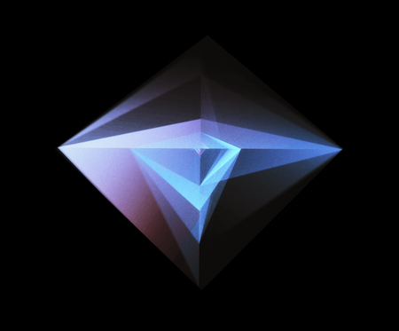 Abstract Glowing Geometric Shape On Black Background