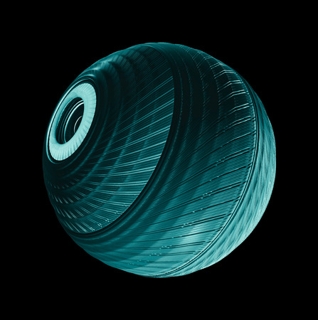 Futuristic Hollow Sphere Isolated On Black Backgroundの写真素材
