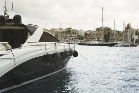 Luxury Yacht Moored At Manoel Island, Maltaの写真素材