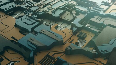 Sci Fi Industrial Background. Futuristic Concept Design