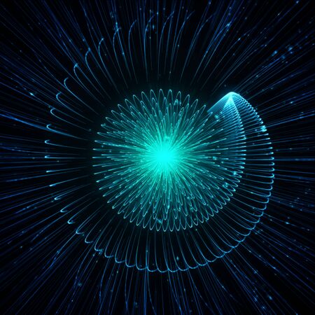 Neon Glowing Rays Forming A Sphere In The Center