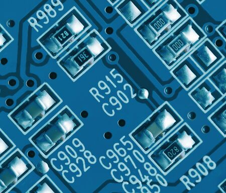 Modern Technology. Blue Computer Microcircuit As Background, Top View