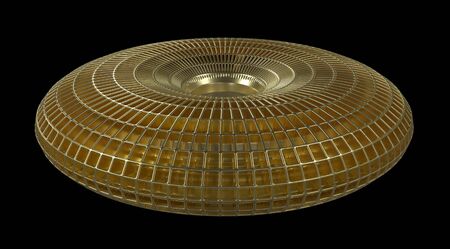 Gold Gridded Torus Isolated On Black Background