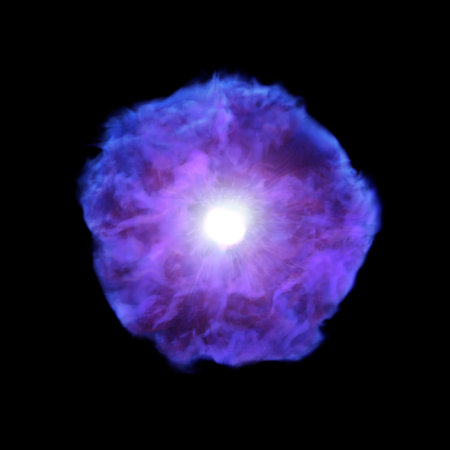 Glowing Energy Ball On Black Background. Stargate Event Horizon Portal, Time Travel, Outer Spaceの写真素材