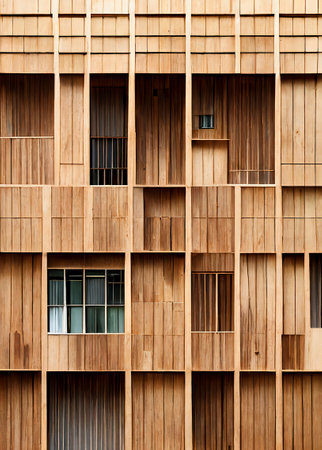 Facade of Contemporary Wood Sided Buildingの素材