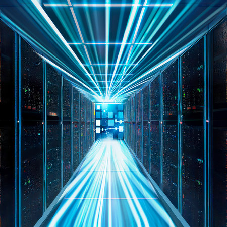 Ai Server Data Center Full of Rack Servers and Supercomputersの素材