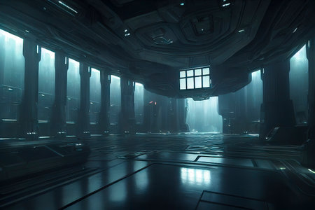 Space Station Futuristic Interior with Huge Atriumの素材