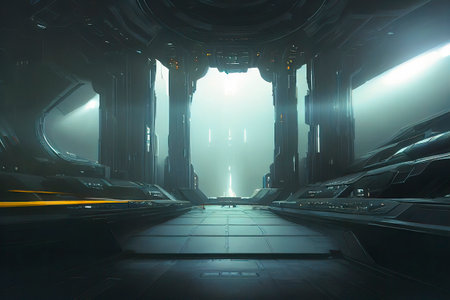Space Station Futuristic Interior with Huge Atriumの素材