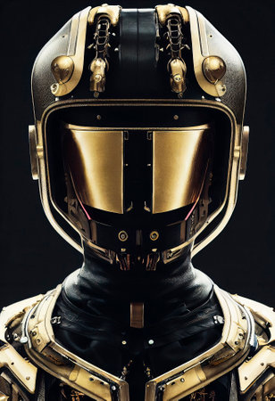 Sci-Fi Cyborg with a Golden Helmetの素材