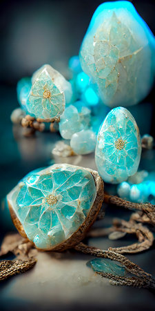 Intricate Jewelry with Polished Larimar Gemstonesの素材