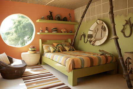 Vibrant African Maximalism: Inspiring Kids' Bedroom in Tropical Huesの素材