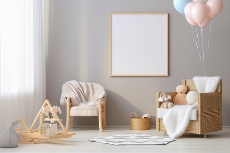 Tranquil Baby's Room: Minimalist Bliss in White and Pastel Huesの素材