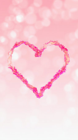 A Mesmerizing Pink Liquid Heart Swirling on a Pink Background with Bokeh, Evoking a Captivating Sense of Romanticismの写真素材