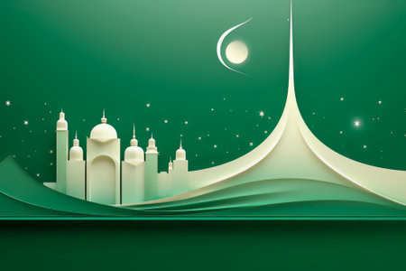 A joyous celebration marking the end of Ramadanの素材