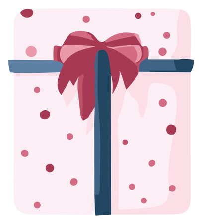 A blue and pink gift box with glossy finish adds a touch of luxury, making it perfect for birthdays, anniversaries, or holiday celebrations.のイラスト素材