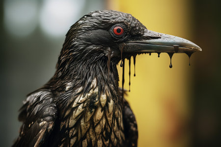 A bird, its feathers saturated, and its beak dripping with petrol oil. This poignant scene serves as a sorrowful reminder of the profound environmental repercussions of oil spills. Birds, in particular, suffer immensely as their flight, warmth, and very lives are jeopardized by the damaging effects of oil on their plumage and healthの素材