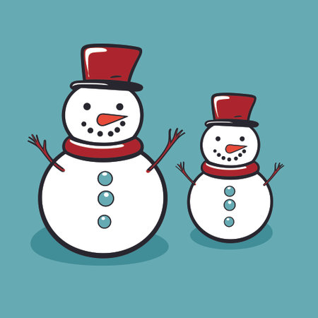 Embrace the joy of winter with this cute and whimsical snowman adorned in a hat and scarf. A classic and festive depiction that captures the simple pleasures and happiness of the seasonのイラスト素材