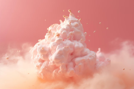 marshmallow puff burst against a pink backgroundの素材