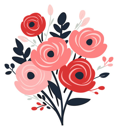 Colorful cartoon bouquet of flowers with a modern twistのイラスト素材