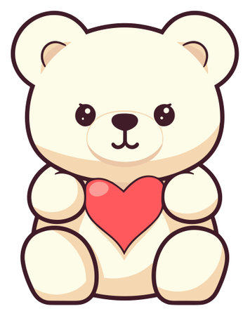 A sweet teddy bear holding a red heartのイラスト素材
