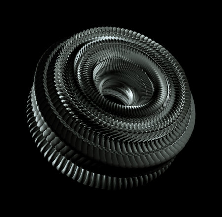 Dark metallic gear component with intricate designの写真素材