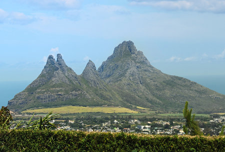 Scenic view of Port Louis mountains, Mauritiusの写真素材