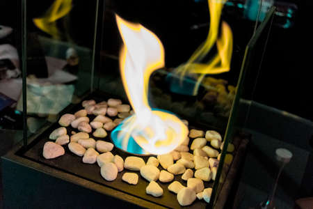 Flame from the table fireplace