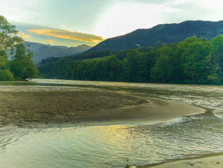 Beach at a riverの写真素材