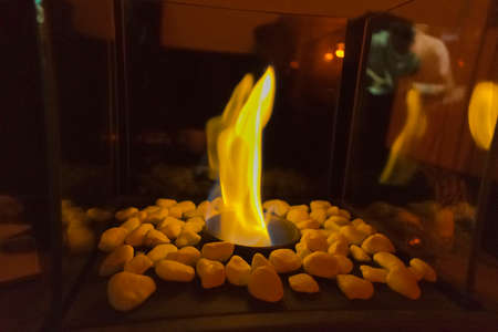 Flame from the fireplaceの写真素材