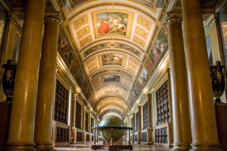 Fontainebleau, France - June 29, 2013: Globe positioned in the middle of the Library at Fontainebleau Castle.のeditorial素材