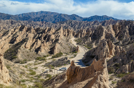 Jagged Peaks of Quebrada de las Flechas near Cafayate, Salta, Argentina.の写真素材