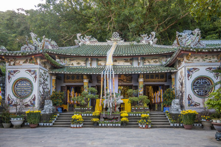Temple at Marble mountains cave in Da Nang, Vietnam.の写真素材